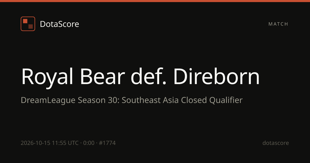 Direborn vs Royal Bear (15/10/2026) at DreamLeague Season 30: Southeast ...