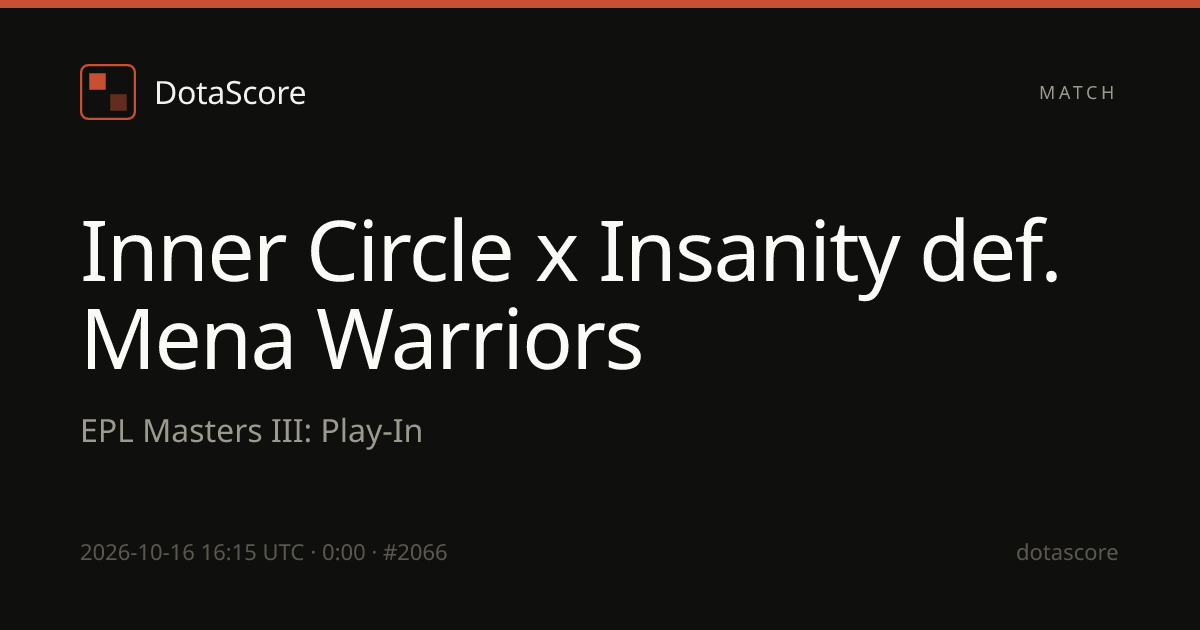 Inner Circle x Insanity vs Mena Warriors (16.10.2026) на EPL Masters ...