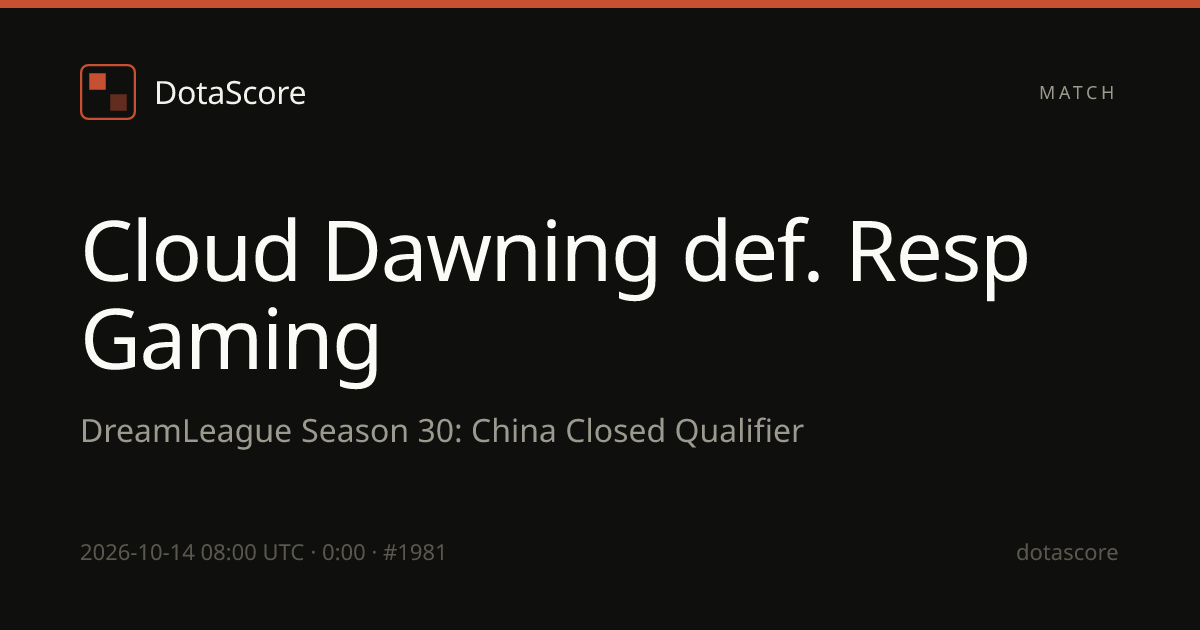 Resp Gaming vs Cloud Dawning (14/10/2026) at DreamLeague Season 30 ...