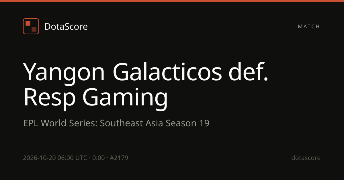Resp Gaming vs Yangon Galacticos (20/10/2026) at EPL World Series ...