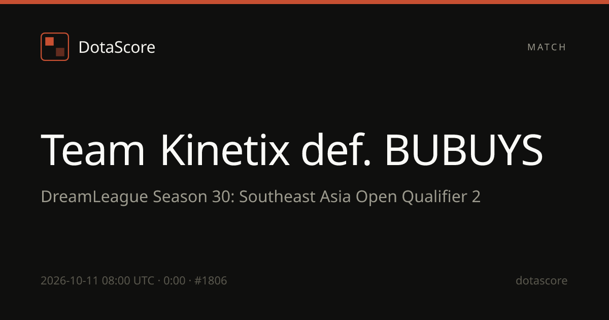 Team Kinetix vs BUBUYS (11/10/2026) at DreamLeague Season 30: Southeast ...