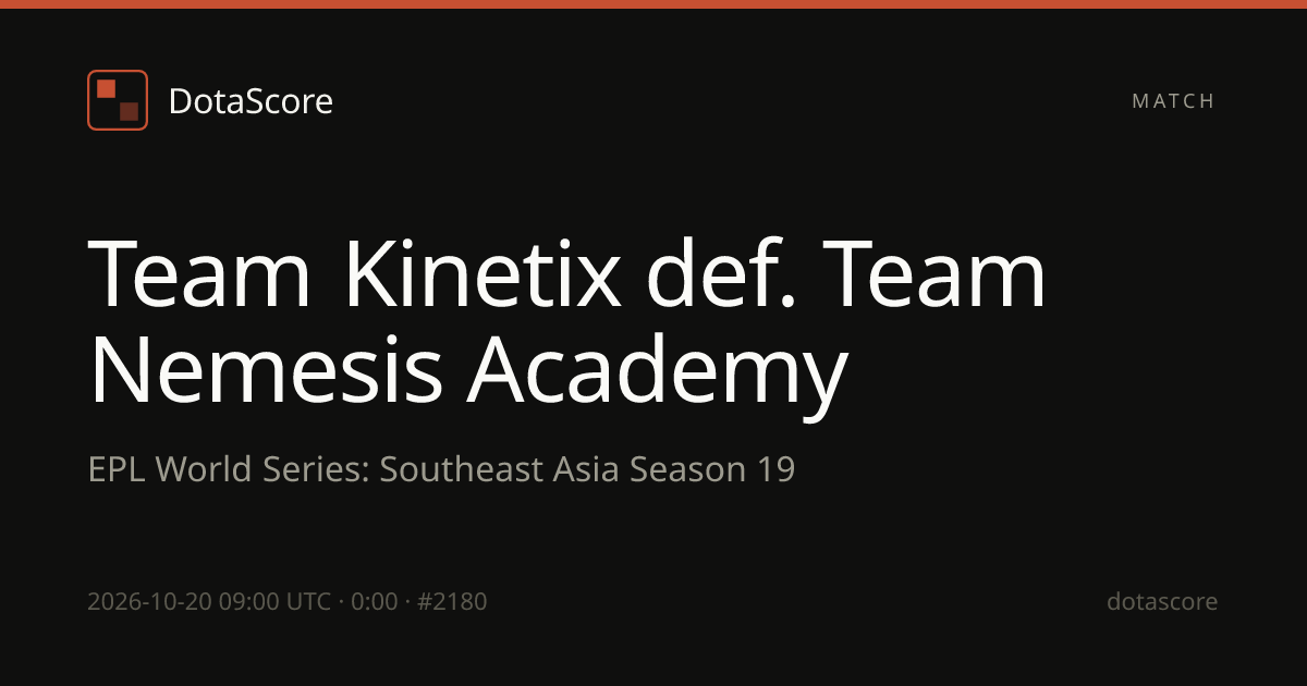 Team Kinetix vs Team Nemesis Academy (20/10/2026) at EPL World Series ...
